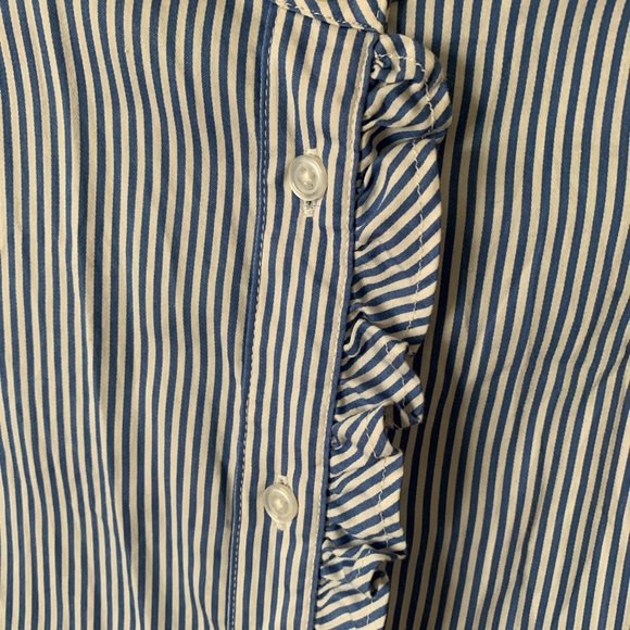 Boden Blue Striped Button Down Shirt with full flowing arms after elbow - Picture 3 of 8